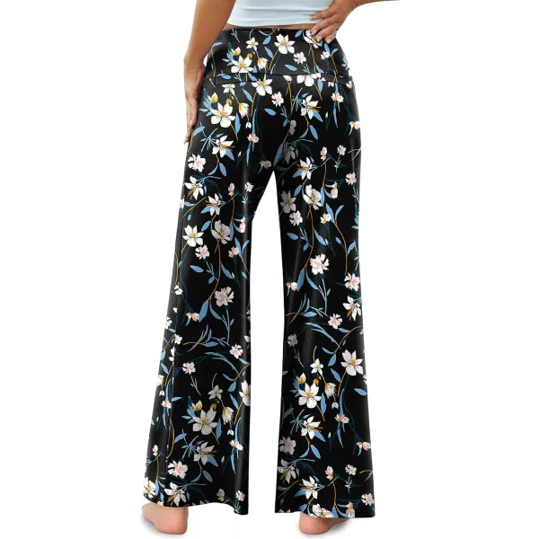 Arolina Womens Stretchy Wide Leg Palazzo Lounge Pants Casual Comfy High Waist Palazzo PantsLittle Flower