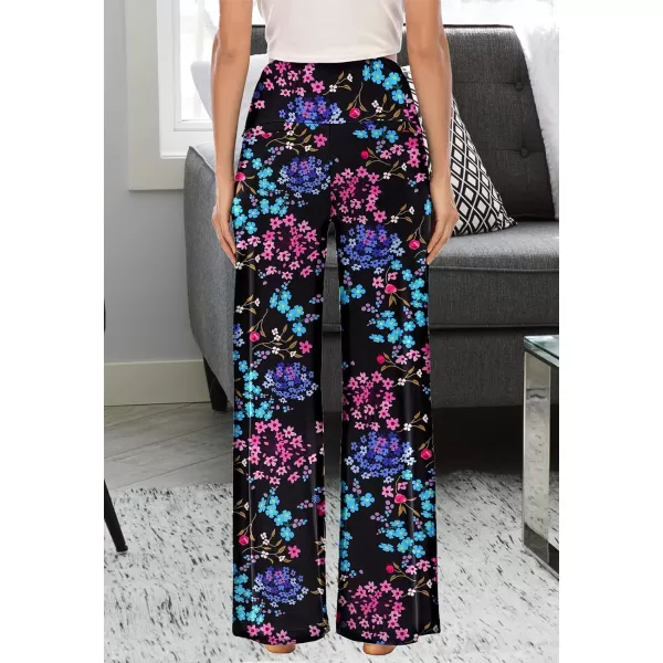 Arolina Womens Stretchy Wide Leg Palazzo Lounge Pants Casual Comfy High Waist Palazzo PantsMulti Flower