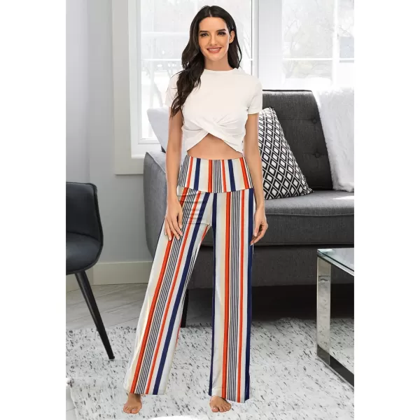 Arolina Womens Stretchy Wide Leg Palazzo Lounge Pants Casual Comfy High Waist Palazzo PantsMulti Stripe