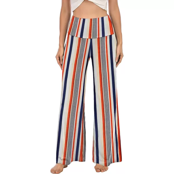 Arolina Womens Stretchy Wide Leg Palazzo Lounge Pants Casual Comfy High Waist Palazzo PantsMulti Stripe