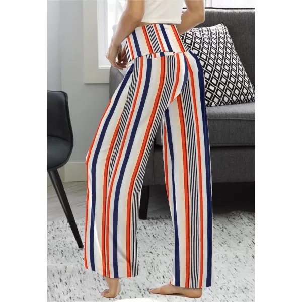 Arolina Womens Stretchy Wide Leg Palazzo Lounge Pants Casual Comfy High Waist Palazzo PantsMulti Stripe