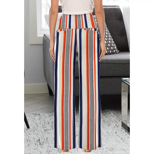 Arolina Womens Stretchy Wide Leg Palazzo Lounge Pants Casual Comfy High Waist Palazzo PantsMulti Stripe