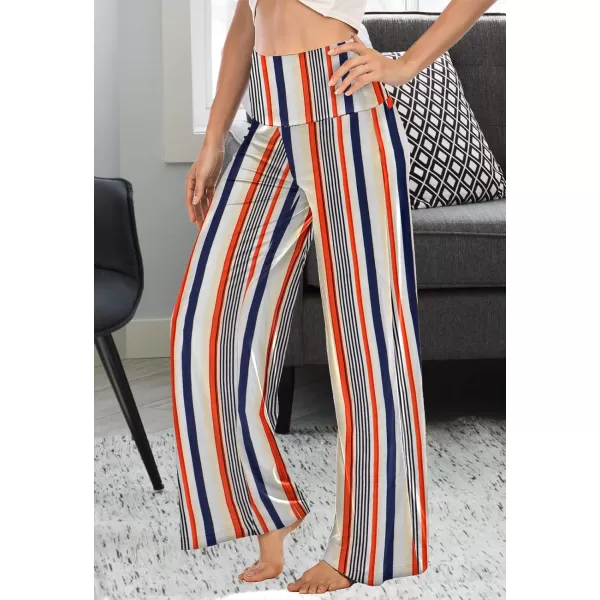 Arolina Womens Stretchy Wide Leg Palazzo Lounge Pants Casual Comfy High Waist Palazzo PantsMulti Stripe