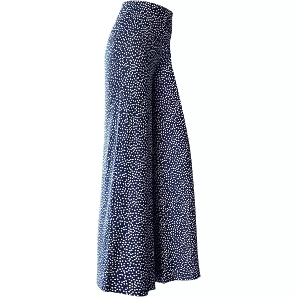 Arolina Womens Stretchy Wide Leg Palazzo Lounge Pants Casual Comfy High Waist Palazzo PantsNavy Blue Polka Dot
