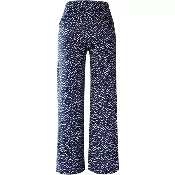 Arolina Womens Stretchy Wide Leg Palazzo Lounge Pants Casual Comfy High Waist Palazzo PantsNavy Blue Polka Dot