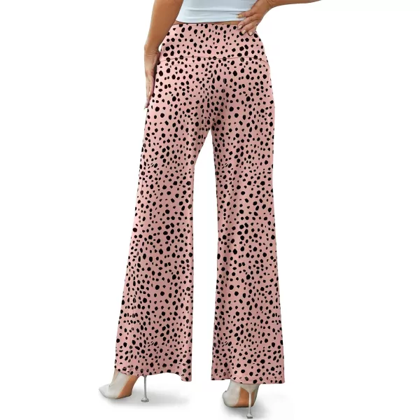 Arolina Womens Stretchy Wide Leg Palazzo Lounge Pants Casual Comfy High Waist Palazzo PantsPink Polka Dot