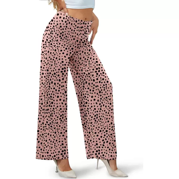 Arolina Womens Stretchy Wide Leg Palazzo Lounge Pants Casual Comfy High Waist Palazzo PantsPink Polka Dot