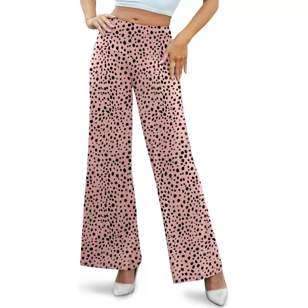 Arolina Womens Stretchy Wide Leg Palazzo Lounge Pants Casual Comfy High Waist Palazzo PantsPink Polka Dot