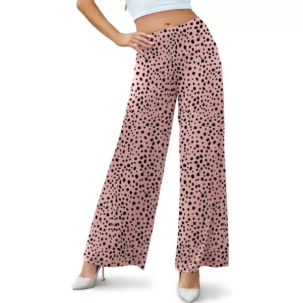 Arolina Womens Stretchy Wide Leg Palazzo Lounge Pants Casual Comfy High Waist Palazzo PantsPink Polka Dot