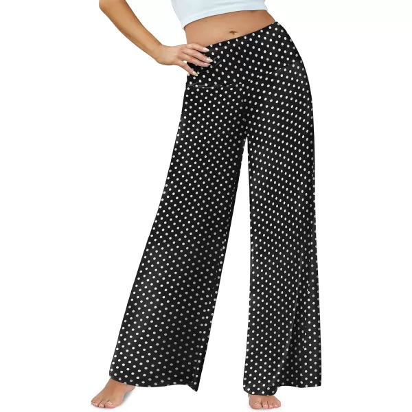 Arolina Womens Stretchy Wide Leg Palazzo Lounge Pants Casual Comfy High Waist Palazzo PantsPolka Dot