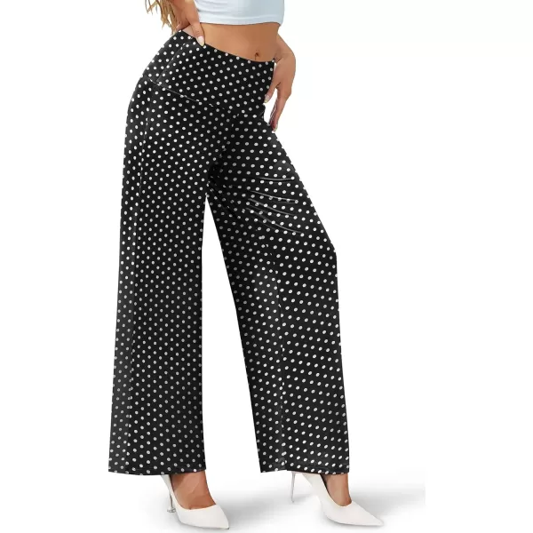 Arolina Womens Stretchy Wide Leg Palazzo Lounge Pants Casual Comfy High Waist Palazzo PantsPolka Dot