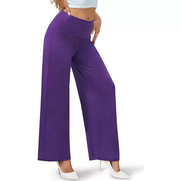 Arolina Womens Stretchy Wide Leg Palazzo Lounge Pants Casual Comfy High Waist Palazzo PantsPurple