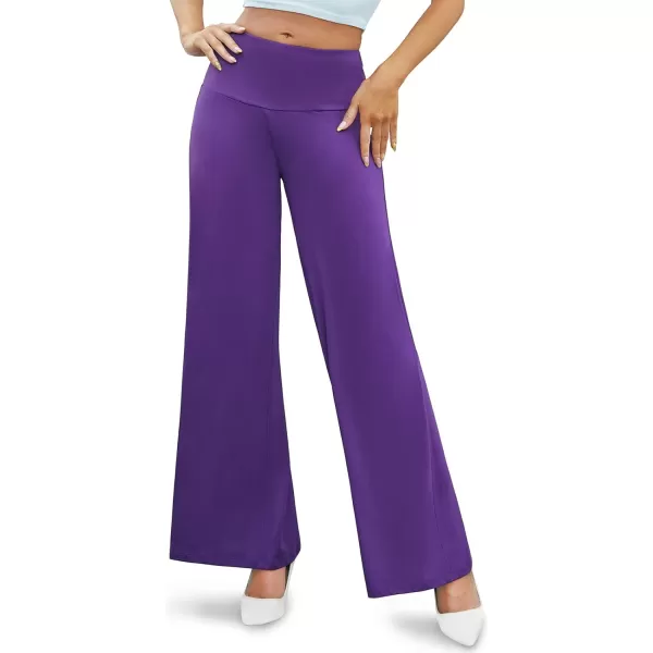 Arolina Womens Stretchy Wide Leg Palazzo Lounge Pants Casual Comfy High Waist Palazzo PantsPurple