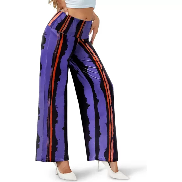 Arolina Womens Stretchy Wide Leg Palazzo Lounge Pants Casual Comfy High Waist Palazzo PantsPurplestripe