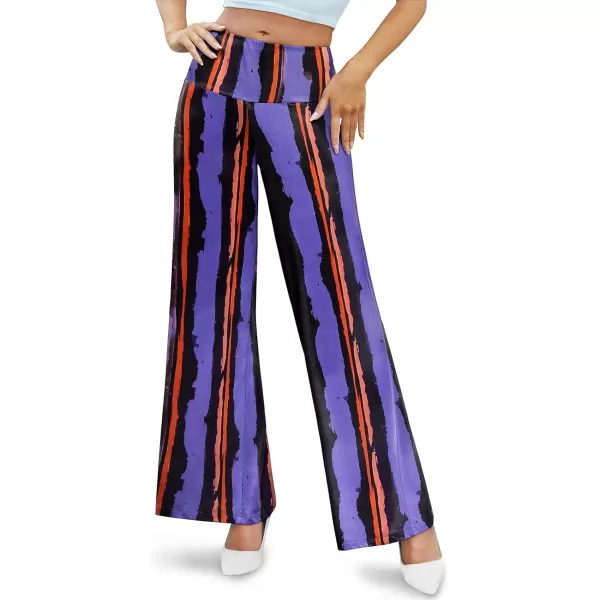 Arolina Womens Stretchy Wide Leg Palazzo Lounge Pants Casual Comfy High Waist Palazzo PantsPurplestripe