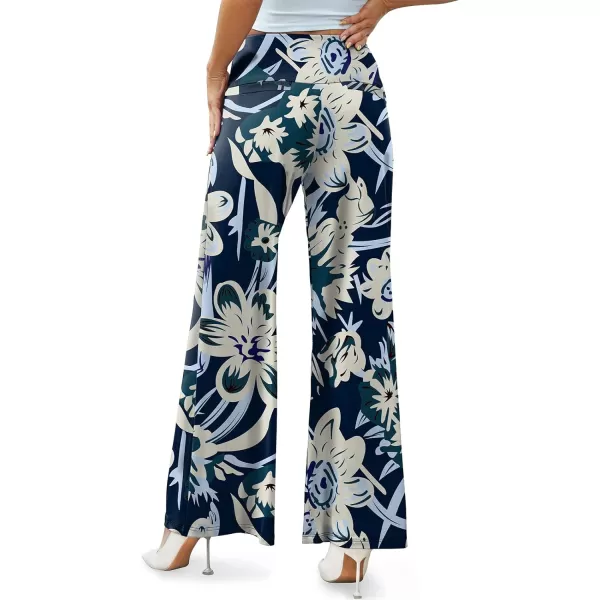 Arolina Womens Stretchy Wide Leg Palazzo Lounge Pants Casual Comfy High Waist Palazzo PantsSmile Flower