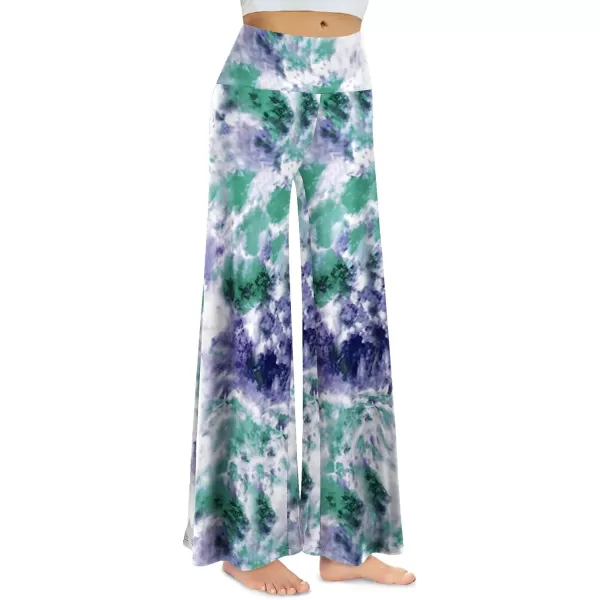 Arolina Womens Stretchy Wide Leg Palazzo Lounge Pants Casual Comfy High Waist Palazzo PantsTiedyegreen