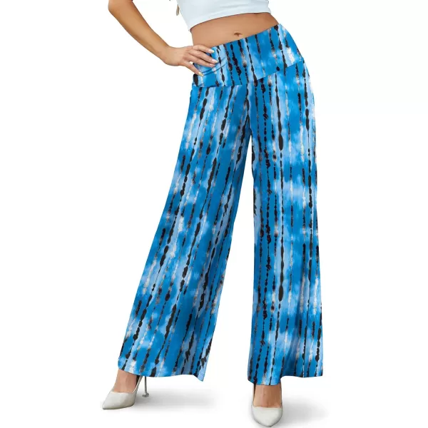 Arolina Womens Stretchy Wide Leg Palazzo Lounge Pants Casual Comfy High Waist Palazzo PantsWave Tie Dye