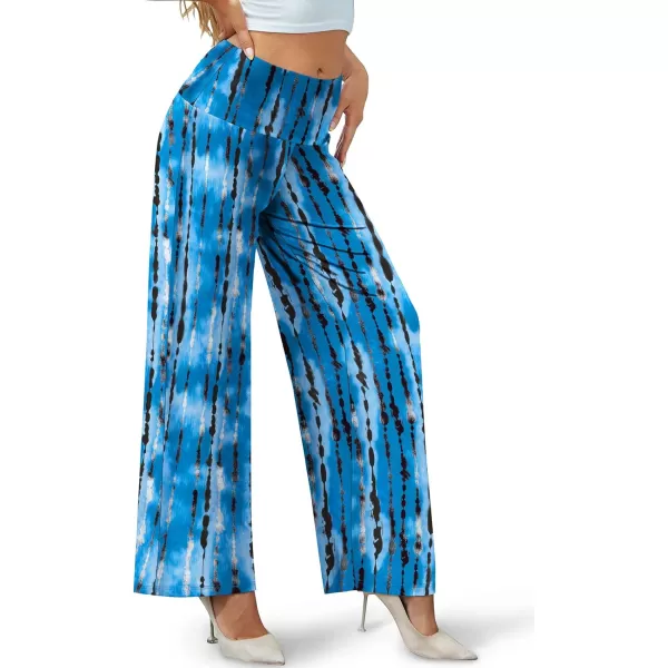 Arolina Womens Stretchy Wide Leg Palazzo Lounge Pants Casual Comfy High Waist Palazzo PantsWave Tie Dye
