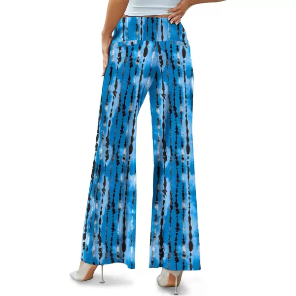 Arolina Womens Stretchy Wide Leg Palazzo Lounge Pants Casual Comfy High Waist Palazzo PantsWave Tie Dye