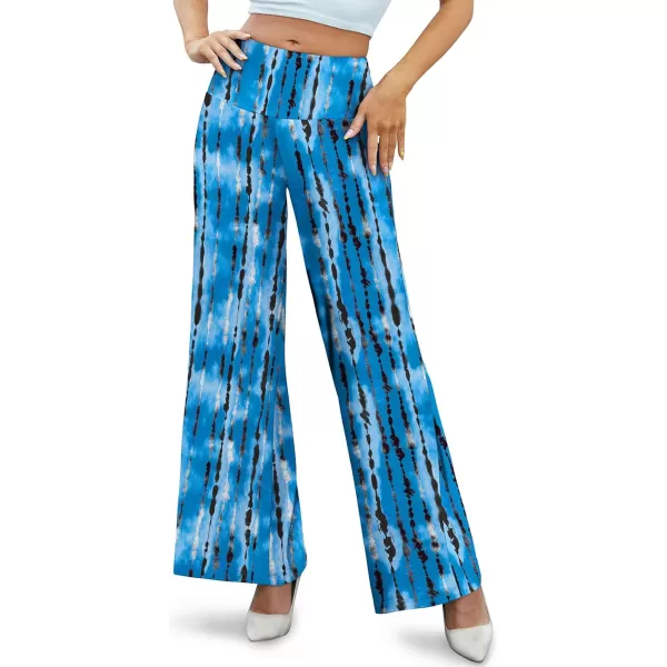 Arolina Womens Stretchy Wide Leg Palazzo Lounge Pants Casual Comfy High Waist Palazzo PantsWave Tie Dye