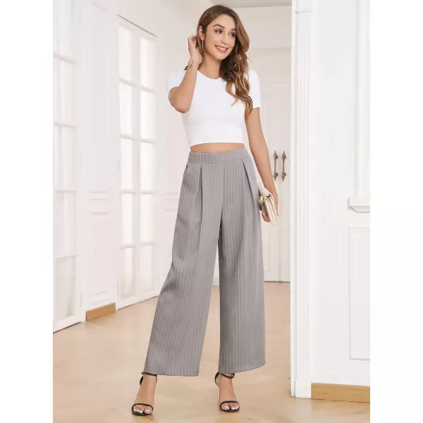 Arolina High Waisted Wide Leg Pants for Women Casual Flowy Long Loose Fit Palazzo Lounge Pants with PocketsB Greystripe