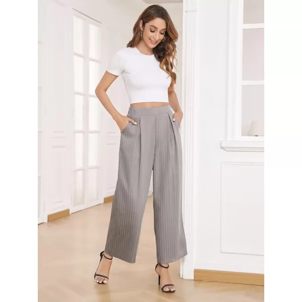 Arolina High Waisted Wide Leg Pants for Women Casual Flowy Long Loose Fit Palazzo Lounge Pants with PocketsB Greystripe
