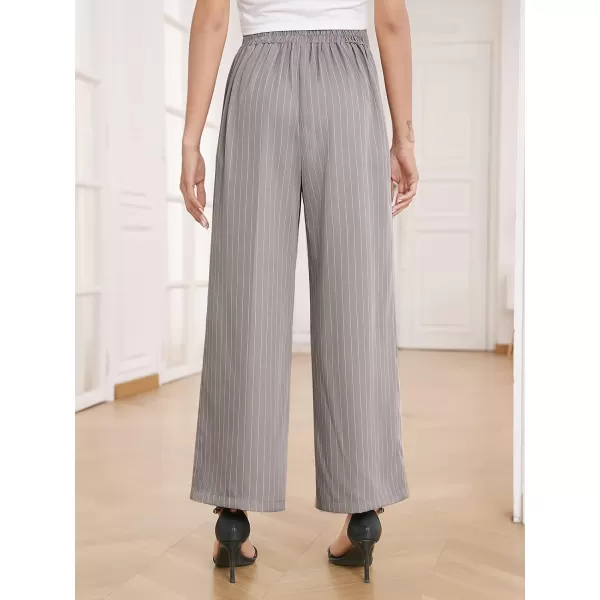 Arolina High Waisted Wide Leg Pants for Women Casual Flowy Long Loose Fit Palazzo Lounge Pants with PocketsB Greystripe