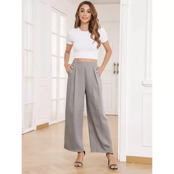Arolina High Waisted Wide Leg Pants for Women Casual Flowy Long Loose Fit Palazzo Lounge Pants with PocketsB Greystripe