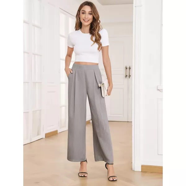 Arolina High Waisted Wide Leg Pants for Women Casual Flowy Long Loose Fit Palazzo Lounge Pants with PocketsB Greystripe