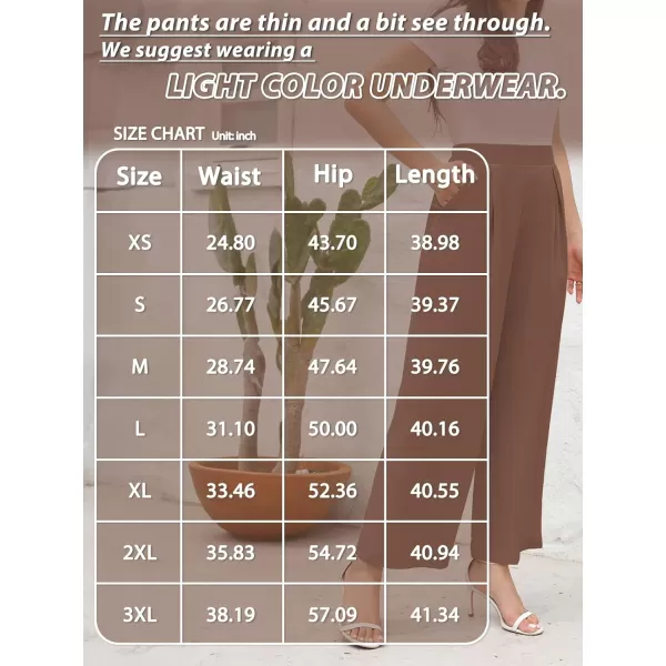 Arolina High Waisted Wide Leg Pants for Women Casual Flowy Long Loose Fit Palazzo Lounge Pants with PocketsC Brown