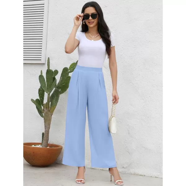 Arolina High Waisted Wide Leg Pants for Women Casual Flowy Long Loose Fit Palazzo Lounge Pants with PocketsC Lightblue