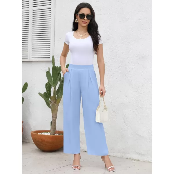 Arolina High Waisted Wide Leg Pants for Women Casual Flowy Long Loose Fit Palazzo Lounge Pants with PocketsC Lightblue