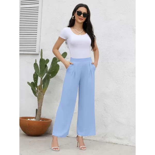 Arolina High Waisted Wide Leg Pants for Women Casual Flowy Long Loose Fit Palazzo Lounge Pants with PocketsC Lightblue