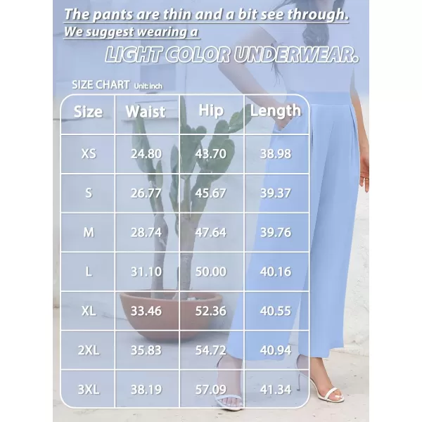 Arolina High Waisted Wide Leg Pants for Women Casual Flowy Long Loose Fit Palazzo Lounge Pants with PocketsC Lightblue