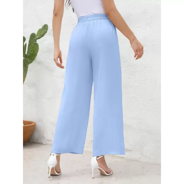 Arolina High Waisted Wide Leg Pants for Women Casual Flowy Long Loose Fit Palazzo Lounge Pants with PocketsC Lightblue