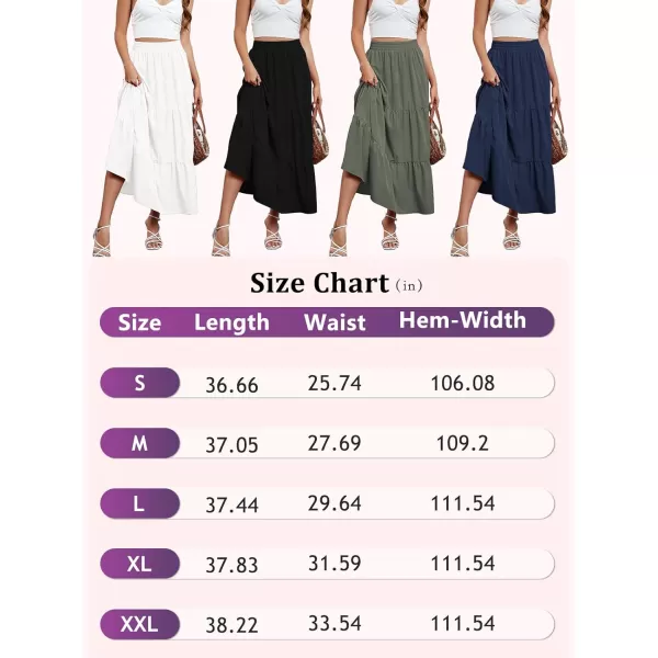 Arolina Maxi Skirt for Women Summer Boho Elastic High Waist Pleated ALine Flowy Ruffle Swing Tiered Long Beach Skirt Dress White