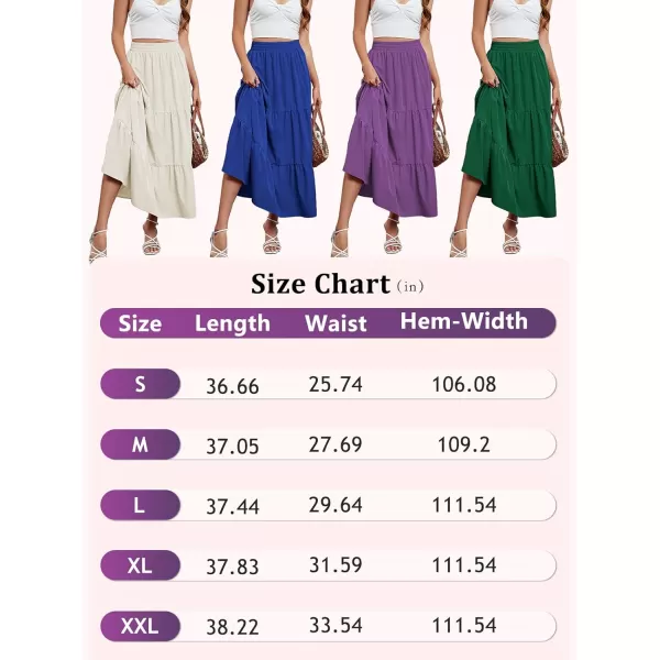 Arolina Maxi Skirt for Women Summer Boho Elastic High Waist Pleated ALine Flowy Ruffle Swing Tiered Long Beach Skirt DressBeige