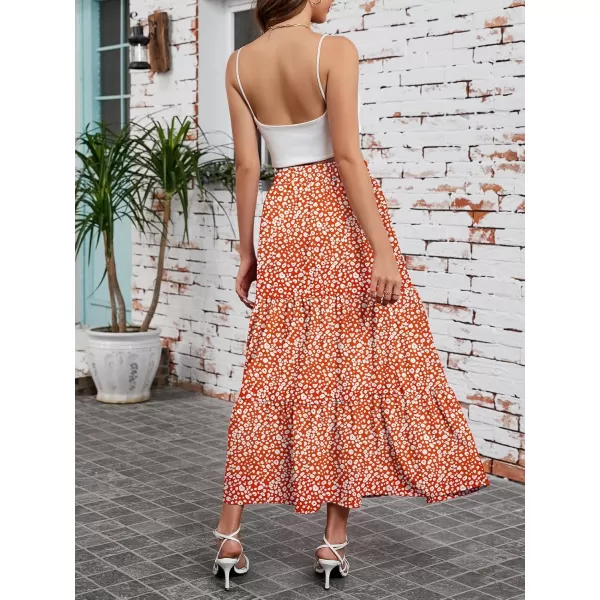 Arolina Maxi Skirt for Women Summer Boho Elastic High Waist Pleated ALine Flowy Ruffle Swing Tiered Long Beach Skirt DressZ Style 01