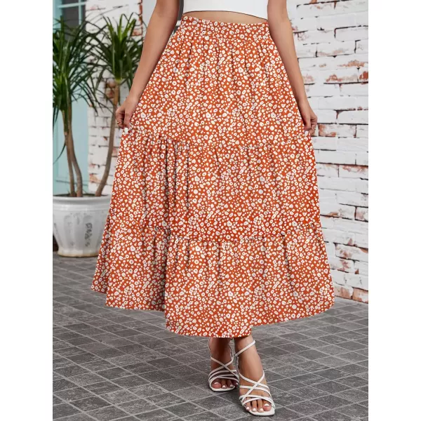 Arolina Maxi Skirt for Women Summer Boho Elastic High Waist Pleated ALine Flowy Ruffle Swing Tiered Long Beach Skirt DressZ Style 01