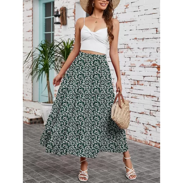 Arolina Maxi Skirt for Women Summer Boho Elastic High Waist Pleated ALine Flowy Ruffle Swing Tiered Long Beach Skirt DressZ Style 02