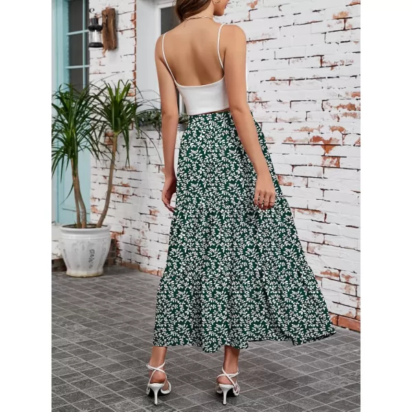 Arolina Maxi Skirt for Women Summer Boho Elastic High Waist Pleated ALine Flowy Ruffle Swing Tiered Long Beach Skirt DressZ Style 02
