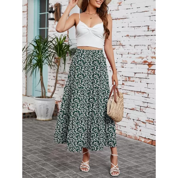 Arolina Maxi Skirt for Women Summer Boho Elastic High Waist Pleated ALine Flowy Ruffle Swing Tiered Long Beach Skirt DressZ Style 02