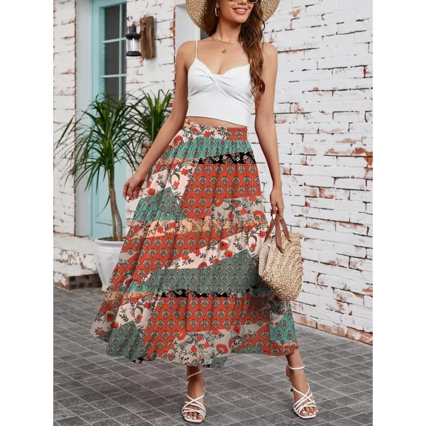 Arolina Maxi Skirt for Women Summer Boho Elastic High Waist Pleated ALine Flowy Ruffle Swing Tiered Long Beach Skirt DressZ Style 03