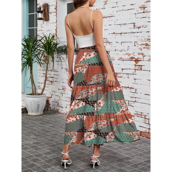 Arolina Maxi Skirt for Women Summer Boho Elastic High Waist Pleated ALine Flowy Ruffle Swing Tiered Long Beach Skirt DressZ Style 03