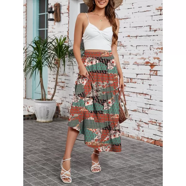 Arolina Maxi Skirt for Women Summer Boho Elastic High Waist Pleated ALine Flowy Ruffle Swing Tiered Long Beach Skirt DressZ Style 03