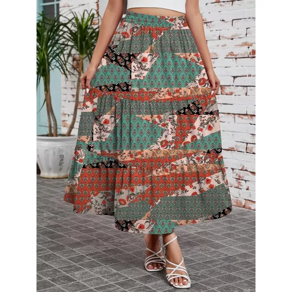 Arolina Maxi Skirt for Women Summer Boho Elastic High Waist Pleated ALine Flowy Ruffle Swing Tiered Long Beach Skirt DressZ Style 03