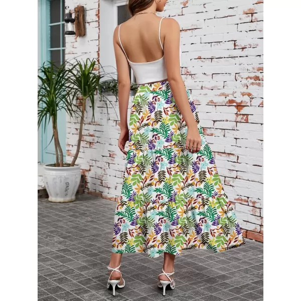 Arolina Maxi Skirt for Women Summer Boho Elastic High Waist Pleated ALine Flowy Ruffle Swing Tiered Long Beach Skirt DressZ Style 04