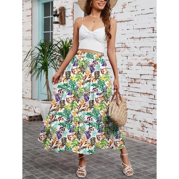 Arolina Maxi Skirt for Women Summer Boho Elastic High Waist Pleated ALine Flowy Ruffle Swing Tiered Long Beach Skirt DressZ Style 04