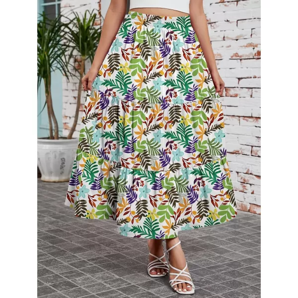 Arolina Maxi Skirt for Women Summer Boho Elastic High Waist Pleated ALine Flowy Ruffle Swing Tiered Long Beach Skirt DressZ Style 04
